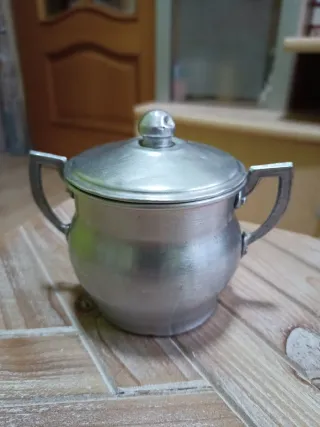 Azucarero de aluminio vintage años 60