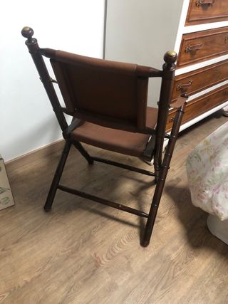 Silla Safari Plegable Madera y Cuero