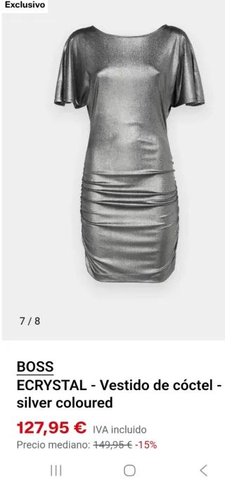 Vestido Boss plateado fiesta