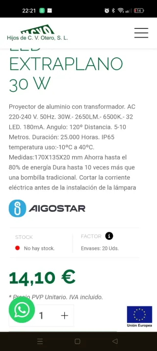 Foco LED Exterior 30W Negro