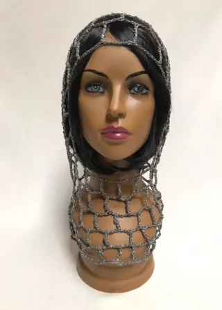 Balaclava Rete Grigio Lurex Argentato