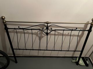 Cabecero Cama Metal 1,50m Negro/Dorado