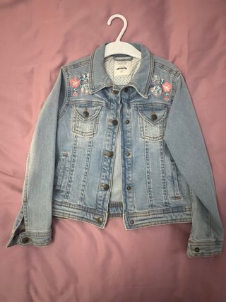 Cazadora vaquera niña flores 6-7 años