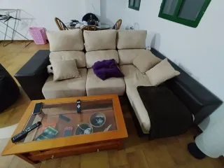 Sofá modular beige y marrón