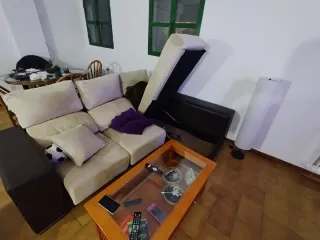 Sofá modular beige y marrón