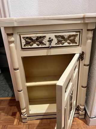 Mueble de entrada antiguo madera mármol