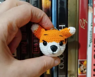 Llavero zorro crochet naranja