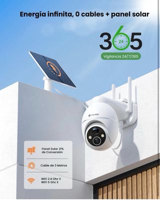 Cámara Vigilancia Solar 2K WiFi Exterior NUEVA