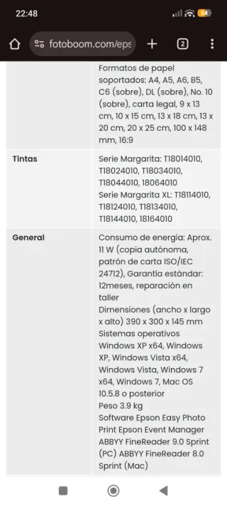 Impresora epson xp 102 multifunción