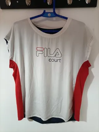 Camiseta deportiva Fila Court blanca y roja