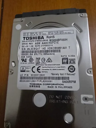 Disco Duro SSHD Toshiba 500GB MQ02ABF050H