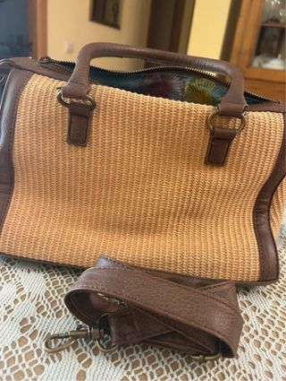 Bolso Desigual Marrón Multicolor Tejido