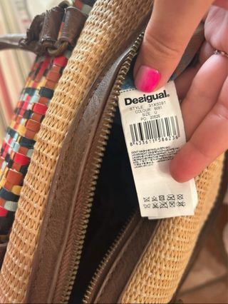 Bolso Desigual Marrón Multicolor Tejido