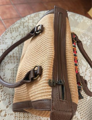 Bolso Desigual Marrón Multicolor Tejido