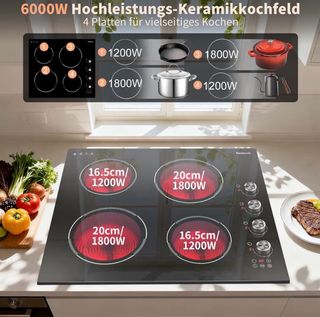 Placa Vitrocerámica 4 fuegos