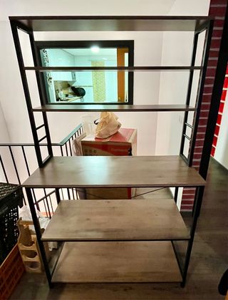 Mueble auxiliar cocina/desayunador madera y metal