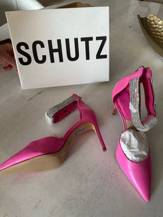 Zapatos de fiesta Schutz mujer rosa y plata