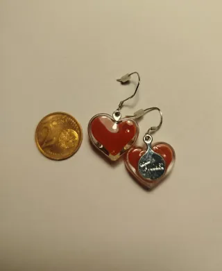 Pendientes Corazón Pylones Rojos y Plateados