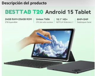 Tableta 10 Pulgadas Android 15 24 GB RAM + 256 GB