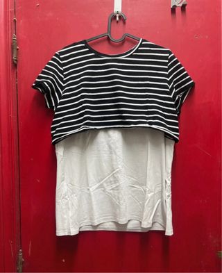 Maglia premaman allattamento righe bianche nere