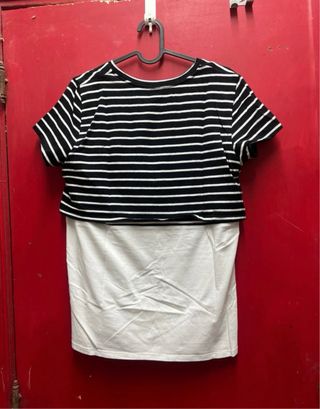 Maglia premaman allattamento righe bianche nere