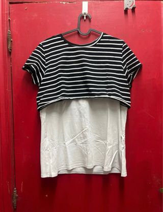 Maglia premaman allattamento righe bianche nere