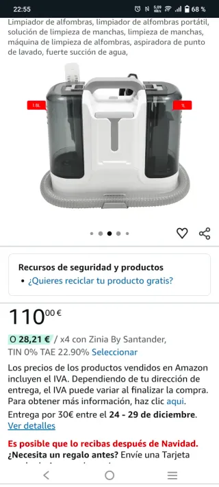 Aspirador de agua tapicerías