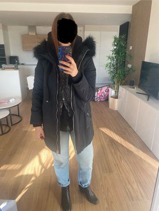 Abrigo de invierno Zara negro multicolor