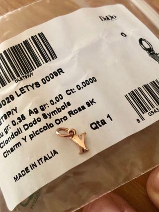 Charm Dodo lettera piccola oro rosa nuova