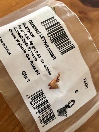 Charm Dodo lettera piccola oro rosa nuova