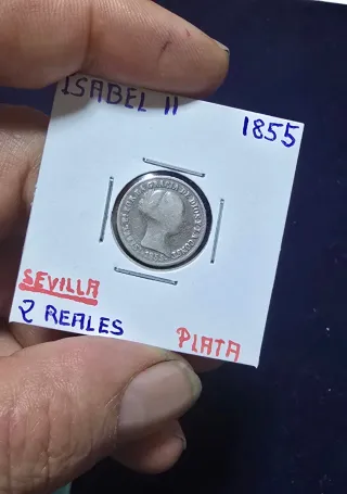 Isabel II 2 Reales Plata 1855 Sevilla