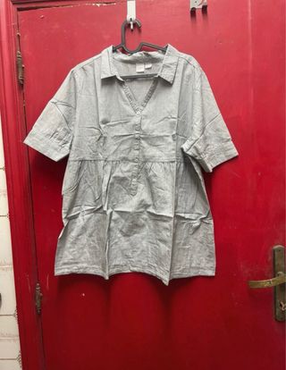 Blusa premaman Prénatal grigia bottoni