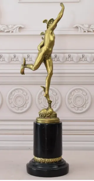 Escultura Bronce Dorado de Mercurio