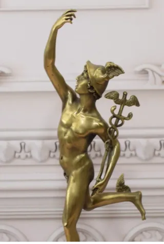 Escultura Bronce Dorado de Mercurio