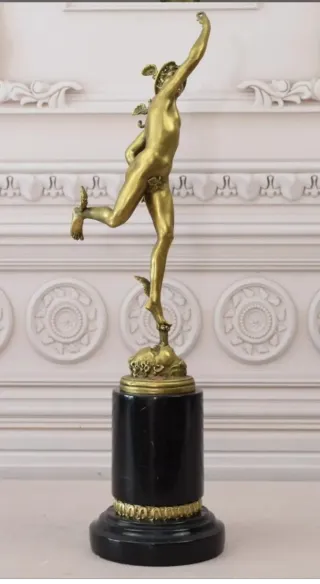 Escultura Bronce Dorado de Mercurio