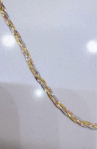 Collana 3 fasce in oro 9kt tricolore