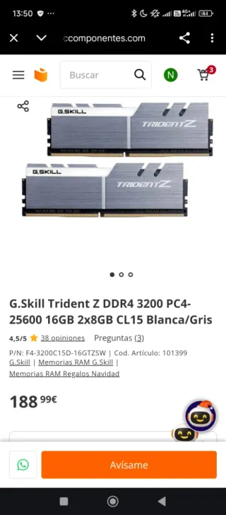 G.Skill Trident Z RGB DDR4 16GB