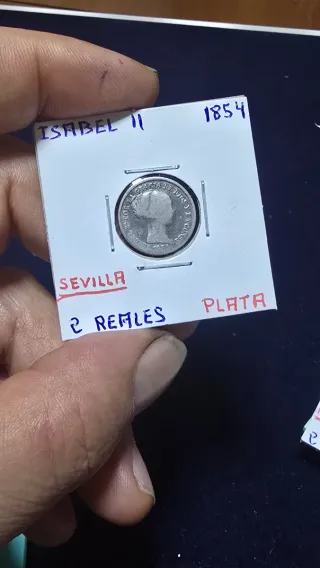 Isabel II 2 Reales Plata 1854 Sevilla