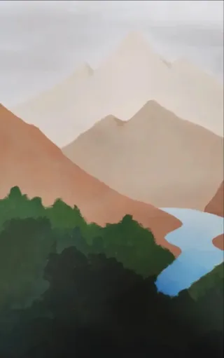 Cuadro lámina pintura. Paisaje montañas ARTENERY