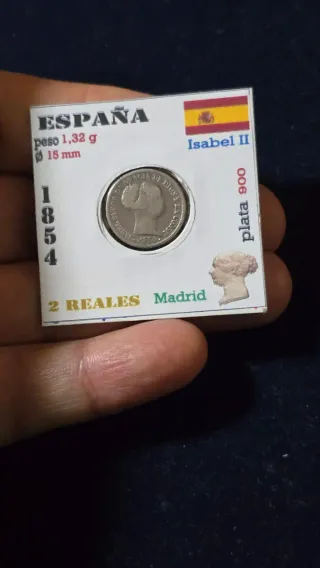 Isabel II 2 Reales Plata 1854 Madrid