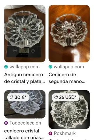 Cenicero de Cristal tallado. Plata. NUEVO.
