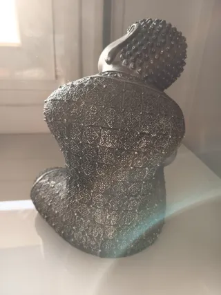 Figura Buda Sentado Metal Gris