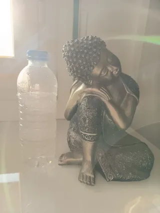 Figura Buda Sentado Metal Gris