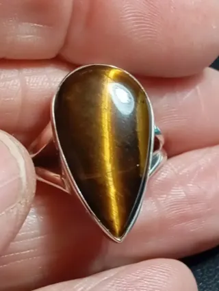 Anillo Plata Ley Ojo Tigre Gota