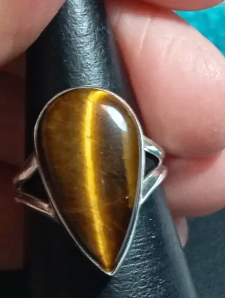 Anillo Plata Ley Ojo Tigre Gota