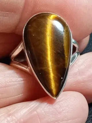 Anillo Plata Ley Ojo Tigre Gota