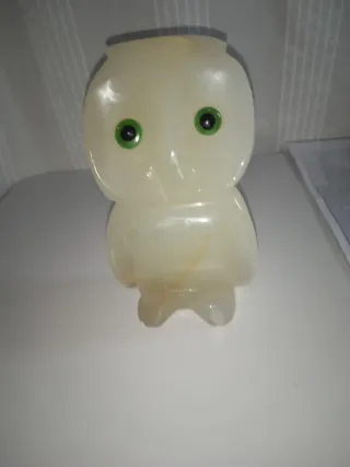 Figura Búho Piedra Transparente Ojos Verdes