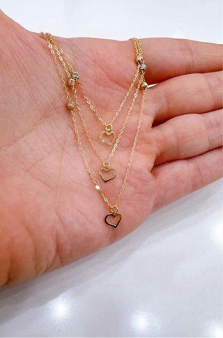 collana a 3 fili con cuore 18kt 750