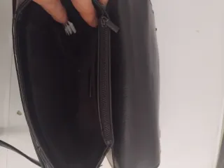 Bolso patchwork cuero negro y marrón