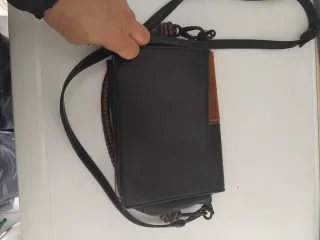 Bolso patchwork cuero negro y marrón